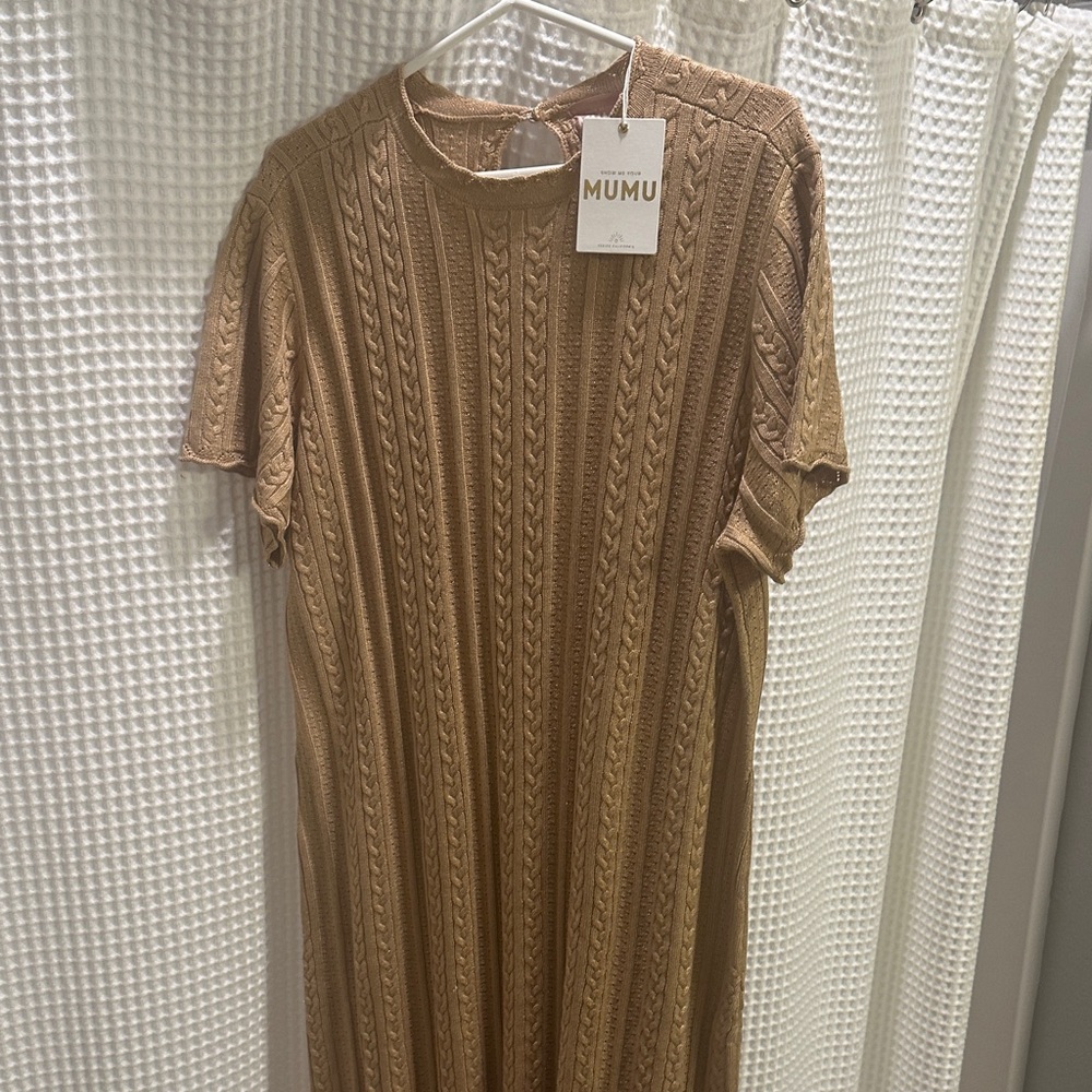 Show Me Your MuMu Gold Cable Knit Dress